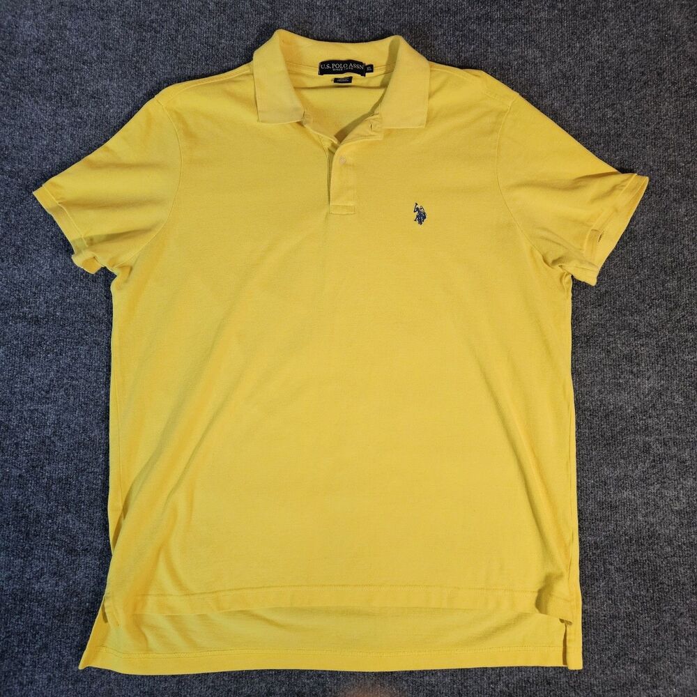 US Polo Assn Mens Polo Shirt XL Yellow Short Sleeve Casual Classic Pique Top